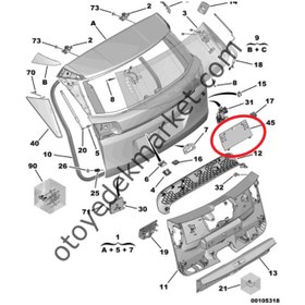 Resim Peugeot 3008 (2016-2023) Bagaj Kapak Plaka Altlığı (Orijinal) 