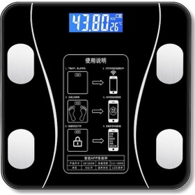 Resim Vücut Analiz Fonksiyonlu Siyah Akıllı Banyo Tartısı, Vücut Yağ Tartısı, Ev Tartısı, Akıllı Elektronik Tartı, Şarjlı Model Gpa 