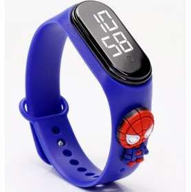 Resim Spiderman Figürlü Dijital Led Takvimli Çocuk Kol Saati Dokunmatik Tuşlu Su Geçirmez Mavi-spider Siyah 