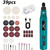 Resim Honeybeeshop Jenabom 39 Adet Mavi Elektrikli Taslama Araci Seti Sarj Edilebilir Gravur Kalemi Oyma Zimparalama Parlatma Delme 