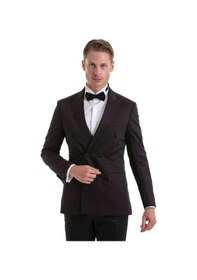 Resim Hatemoğlu Bordo Slim Fit Düz Sivri Yaka Klasik Kruvaze Smokin Damatlık Bordo 