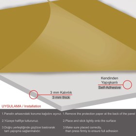 Resim Tink Kendinden Yapışkanlı 3D Duvar Paneli Boyanabilir Dekota 60X60 cm Duvar Kağıdı Desenli (4 Adet) 