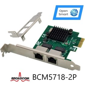 Resim Open Smart 2 Port Broadcom BCM5718-2P 1gbe Pcıe X1 Ethernet Kart - OPS7284BCM 