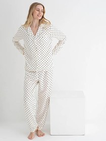 Resim Dofi Kadın Desenli S-XL Pijama Takımı - Ekru - Ekru / XLARGE 