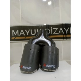 Resim Mayuk Dizayn Akrapovic 90MM Çiftli Içi Krom Sağ Taraf Her Araca Uyumlu Egzoz Ucu 
