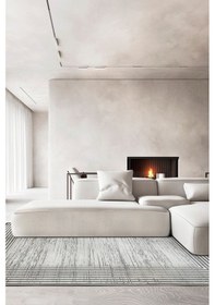 Resim Enti Naturel 1706 Gri Yumuşak Dokulu Parlak Görünümlü Halı Kesme Yolluk Gri 