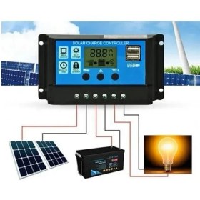 Resim Güneş Paneli Akü Şarj Kontrol Cihazı 20 AMPER-12V 24V 