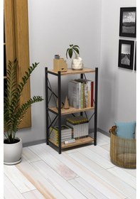 Resim Morpanya Veni Metal Tekli Kitaplık 3 Raflı Çok Amaçlı Dosya Kitap Rafı Ofis Salon Rafı Ceviz 