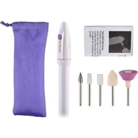 Resim Jewval Manikür Pedikür Tırnak 5 Başlıklı Elektrikli Törpü Bakım Seti Tırnak Süsleme Bakım Makinesi + Kılıf 