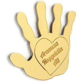 Resim 10 Adet Hediyelik Aynalı Pleksi Mıknatıslı Dolap Süsü El Desen Altın 