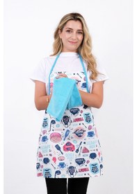 Resim Damla Sıvı Geçirmez Su Geçirmez Mutfak Önlüğü Havlulu Mutfak Önlüğü Turkuaz 