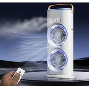 Resim AET Masaüstü Çift Fanlı Buzlu Vantilatör Led Işıklı Otomatik Salınımlı Taşınabilir Soğutucu Fan Buzlu Kl 