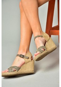 Resim Fox Shoes S241414004 Siyah Kumaş Simli Dolgu Topuklu Kadın Ayakkabı Siyah 