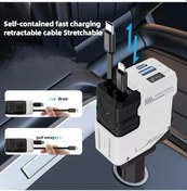 Resim Meridiangoods Mech Armor White Super Fast Charging 4 İn 1 Mekanik Araç Şarj Cihazı Akıllı Dijital Ekran İle 4 Cihaz Aynı Anda Şarj 