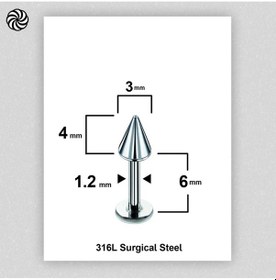 Resim Spayk 3x4mm X 6mm X 1.2mm Çelik Labret Kıkırdak Tragus Piercing Gümüş 