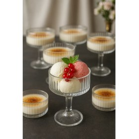 Resim Grandora Cam Dondurma ve Tatlı Kasesi 6’lı Set – Şık Ayaklı Servis Kasesi (Reçel, Çerez, Puding Sunum Kasesi) 