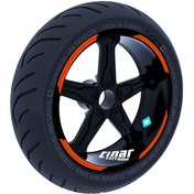 Resim Double Stripe Tasarımlı Floresan Turuncu Jant Şeridi Sticker Çınar Extreme 