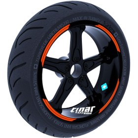 Resim Double Stripe Tasarımlı Floresan Turuncu Jant Şeridi Sticker Çınar Extreme 