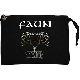 Resim Faun Pagan Siyah Clutch Astarlı Cüzdan / El Çantası - Siyah 