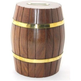 Resim 9078097667452drvs - Pirinç Ahşap Fıçı Kumbara 15 Cm 