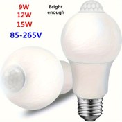 Resim A19 Kavun Şekilli LED Ampul, Hareket Sensörü, E27 Taban, 85-265V, İç Mekan Flush Mount, Beyaz, Edison Vidası, 5-25W, Pil Gerektirmez, 63m² Alan İçin 
