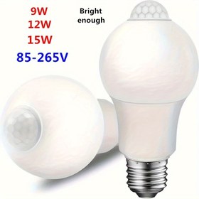 Resim A19 Kavun Şekilli LED Ampul, Hareket Sensörü, E27 Taban, 85-265V, İç Mekan Flush Mount, Beyaz, Edison Vidası, 5-25W, Pil Gerektirmez, 63m² Alan İçin 
