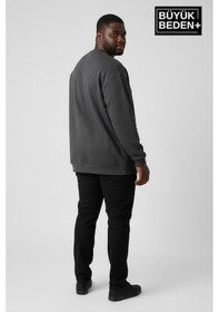 Resim Süperlife Erkek Büyük Beden New York Baskılı Bisilet Yaka İnce Sweatshirt Spr26bsw956-5 Antrasit 