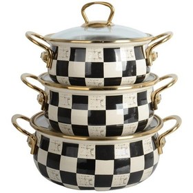 Resim Nishev Elite Class İtalyan Dama Model 3 Lü Emaye Güveç Tencere Seti 16/18/20 Cm 