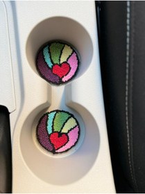 Resim AKBAŞ DESİGN Punch Nakışı 2li Araba Bardak Altlığı / Car Coaster 