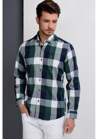 Resim G662 Dewberry Erkek Gömlek-lacivert-yeşil Lacivert-yeşil 