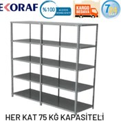 Resim Mekoraf Mekoraf 31 X 93 2.5 Metre Imalattan 5 Katlı Duble Çelik Raf 