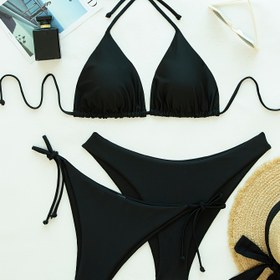 Resim Avrupalı ve Amerikalı Şık Kadın Bikini Üçlü Takım, Çift Çantalı Moda Kadın Bikini, Trend Kadın İki Parça Mayo. 