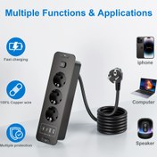 Resim 7’si 1 Arada Gömme Çok Fonksiyonlu Priz: 7 Avrupa Standart Soket (CEE 7/7 Şeması) + 3×16A AC Portu + 4 USB Portu (2×USB-C 15W + 2×USB-A 12W) | 1.5 mm² Bakır Çekirdek Kablolu, 2 Metre Uzunluk, Maksimum Yük Kapasitesi 3680W 