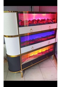 Resim Bluetoothlu Şömineli Tv Ünitesi 170x65x38 Ahşap - Beyaz 