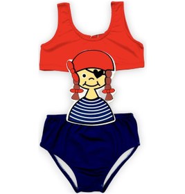 Resim Lolliboomkids Kız Çocuk Çizgi Film Karakterli Figürlü Mayokini Yeni Sezon Kırmızı - Lacivert 