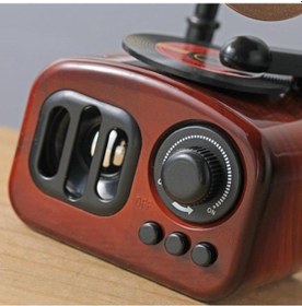 Resim Ahşap Desenli Gramofon Müzik Kutusu Retro Nostaljik Müzik Çalar 