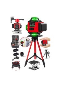 Resim DRG-TLZR128 128 Vf Tripodlu Kırmızı 12 Köşe Otomatik Hizalama Lazer Metre 360 Derece Yatay Dikey Çapraz Kumandalı 