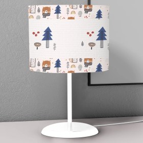 Resim instababyrooms Lacivert Ağaç Desenli Çocuk Odası Dijital Baskılı Çocuk Odası Masaüstü Abajur Avize 