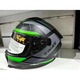 Resim Kask SW-865 Mat Grey/green Güneş Gözlüklü 