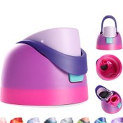 Resim Kangvka Su Şişesi Değişim Kapakları - 16/24/32/40 Oz Uyumlu, Bpa-ücretsiz, Damlacık Önleyici, Mor Pembe Renkli, Pp Malzeme, Tek Tuşlu Kapatma 