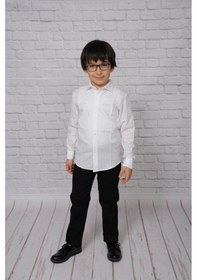Resim A.L.M Kids Keten Çocuk Uzunkol Gömlek 