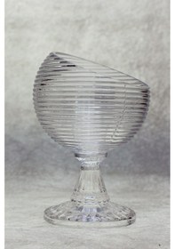 Resim El Yapımı Cam Çizgili Eğik Kesim Küçük Boy Ayaklı Şekerlik Sunuml 