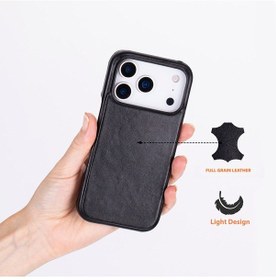 Resim Bloomcase Ultimate Jacket Obsidian Black Apple Uyumlu iPhone 17 Pro Hakiki Deri Kılıf Siyah 