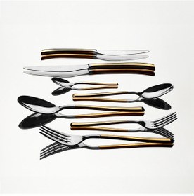 Resim Elegance Altın Sade 12 Kişilik 84 Parça Çatal Kaşık Bıçak Takımı 
