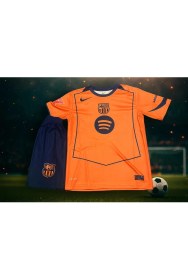 Resim Barcelona Lamine Yamal Yeni Sezon Turuncu Çocuk Forma Takımı 4'lü Set Çorap+Bileklik 