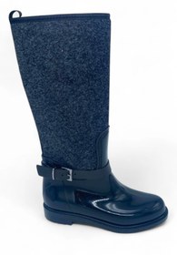 Resim Zeynep Yıldırım Fırtınaya Şıklık Kat: Kemer Detaylı Kaşe Kadın Siyah Yağmur Çizmesi - Storm Chic 