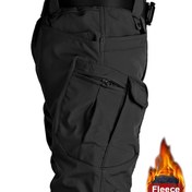 Resim Erkekler için Polar Astarlı Taktik Pantolon - Sıcak, Dayanıklı Polyester-Spandex Karışımı, Çok Cepli ve Ayarlanabilir Bel Bandı ile Rahat Stil, Kış Dış Aktiviteleri İçin 