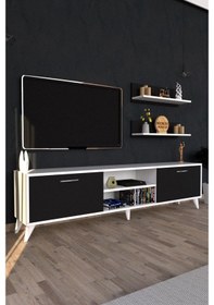 Resim Moonlife Zümrüt Tv Ünitesi Beyaz Siyah 