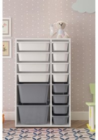 Resim Pratico 2D4K8U Çok Amaçlı Oyuncak Dolabı Beyaz - Gri 