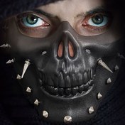 Resim 1 adet CyberPK Siyah Steampunk Tarzı Yarım Kafatası Yüz Maskesi Perçinlerle - Parlak Bitiş, Yetişkinler İçin İdeal, Cosplay, Cadılar Bayramı, Partiler ve Motosiklet Etkinlikleri İçin Mükemmel 